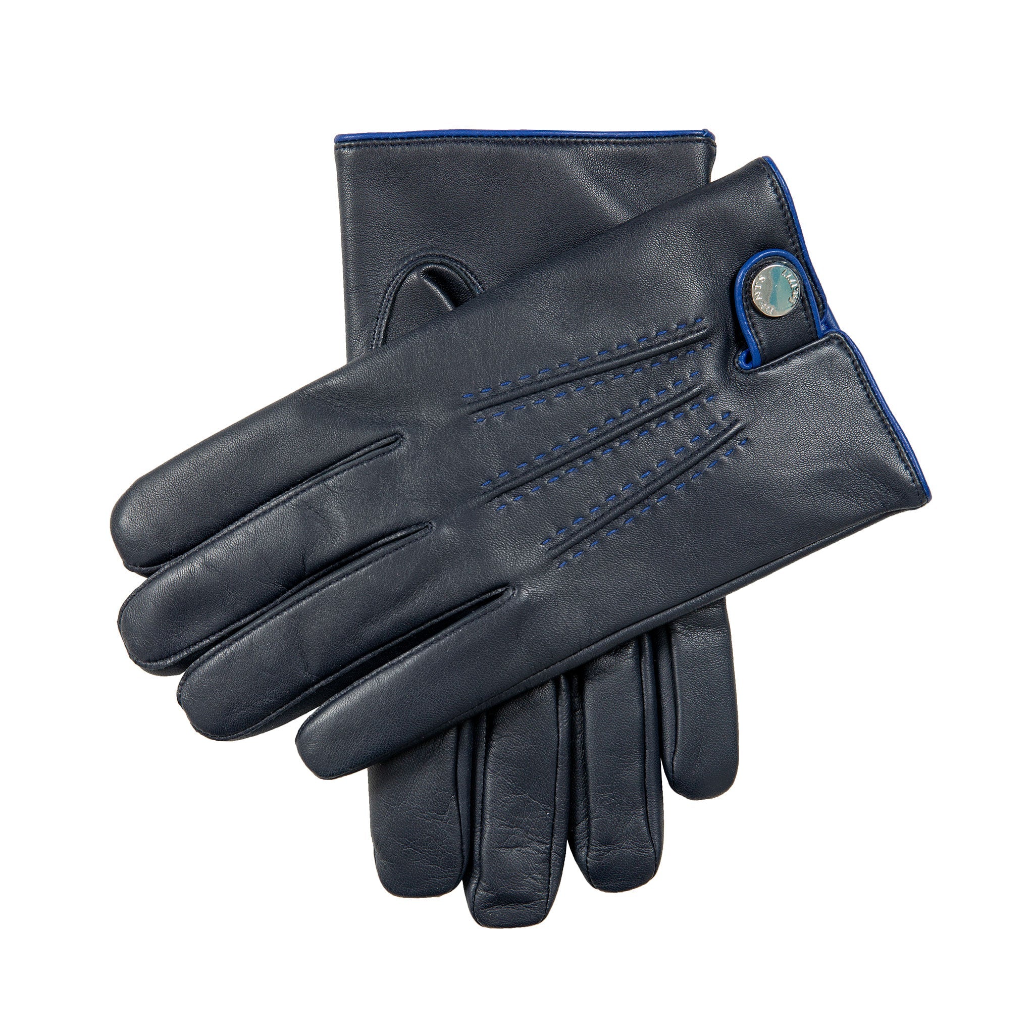 Barton Men s Cashmere Lined Leather Gloves with Contrast Details Dents