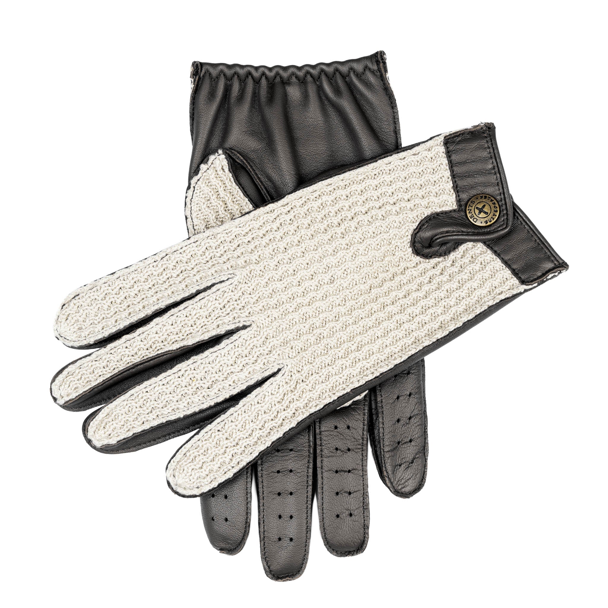 Men's The Suited Racer Touchscreen Crochet-Back Leather Driving