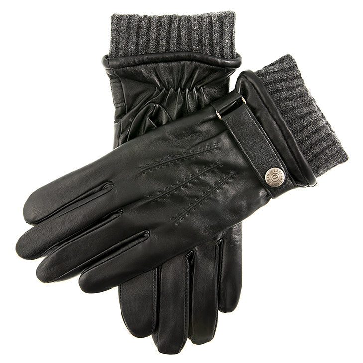 Dents Mens Wool Blend Lined Touchscreen Leather Gloves - Black Dents Mens Wool Blend Lined Touchscreen Leather Gloves - Black