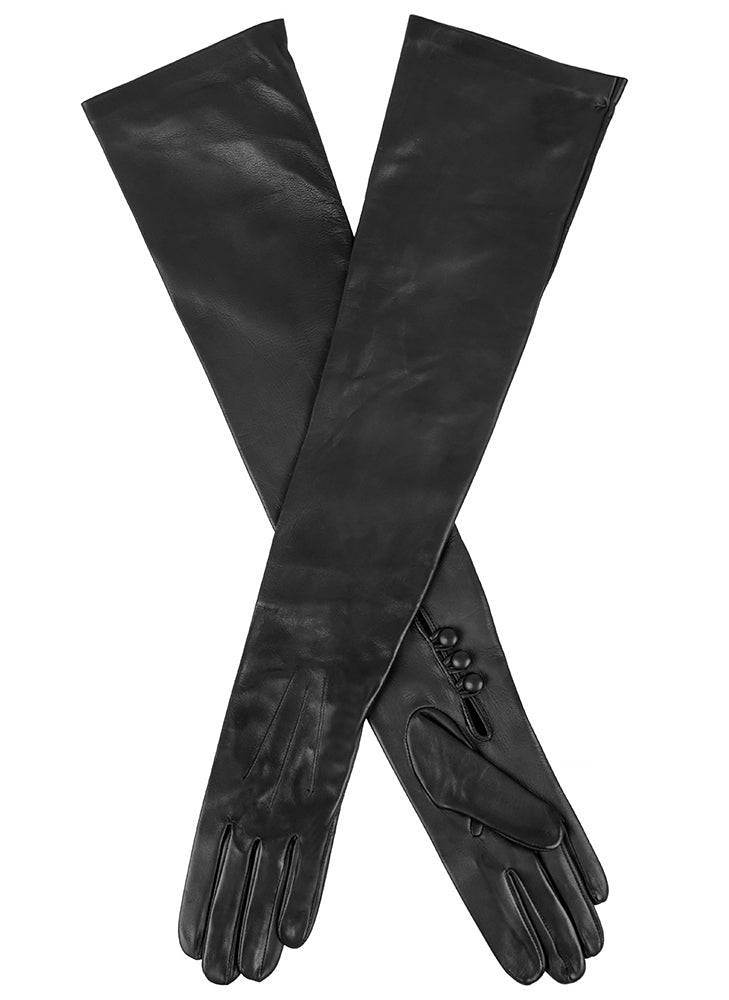Dents Womens Long Opera Length Leather Gloves in Black Dents Womens Long Opera Length Leather Gloves in Black