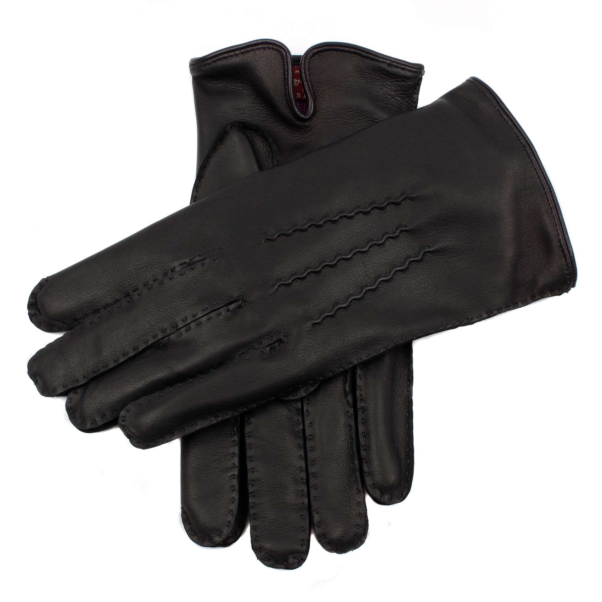 Dents Mens Black (Pewter) Levens Cashmere-Lined Leather Gloves 10.5