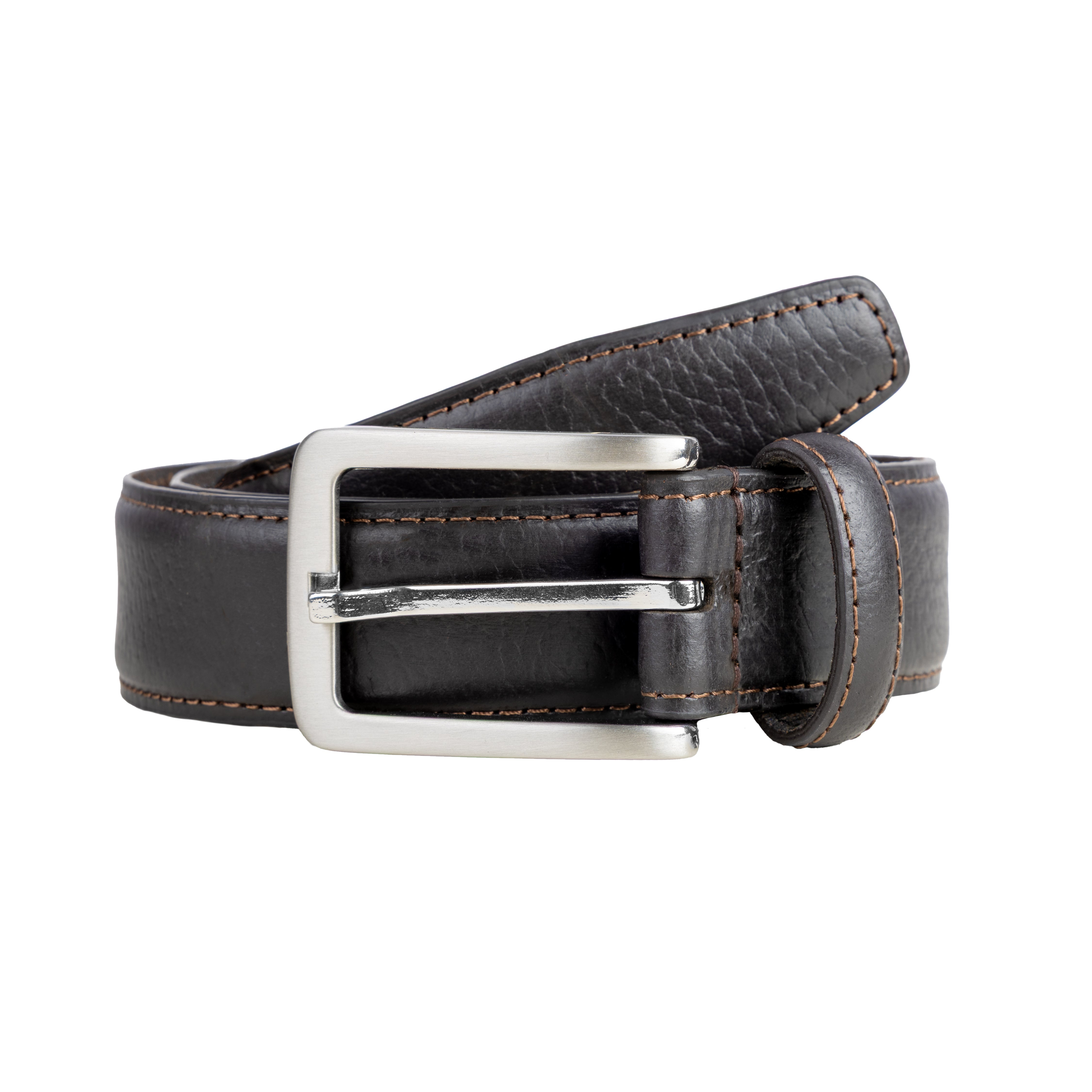 Black &‎ Brown brown leather statement belt. Length is 43 inches. Large buckle. Carbon Fiber Wide Pin Brown Belt | Travel Belt | TSA/Flyer  main image 2