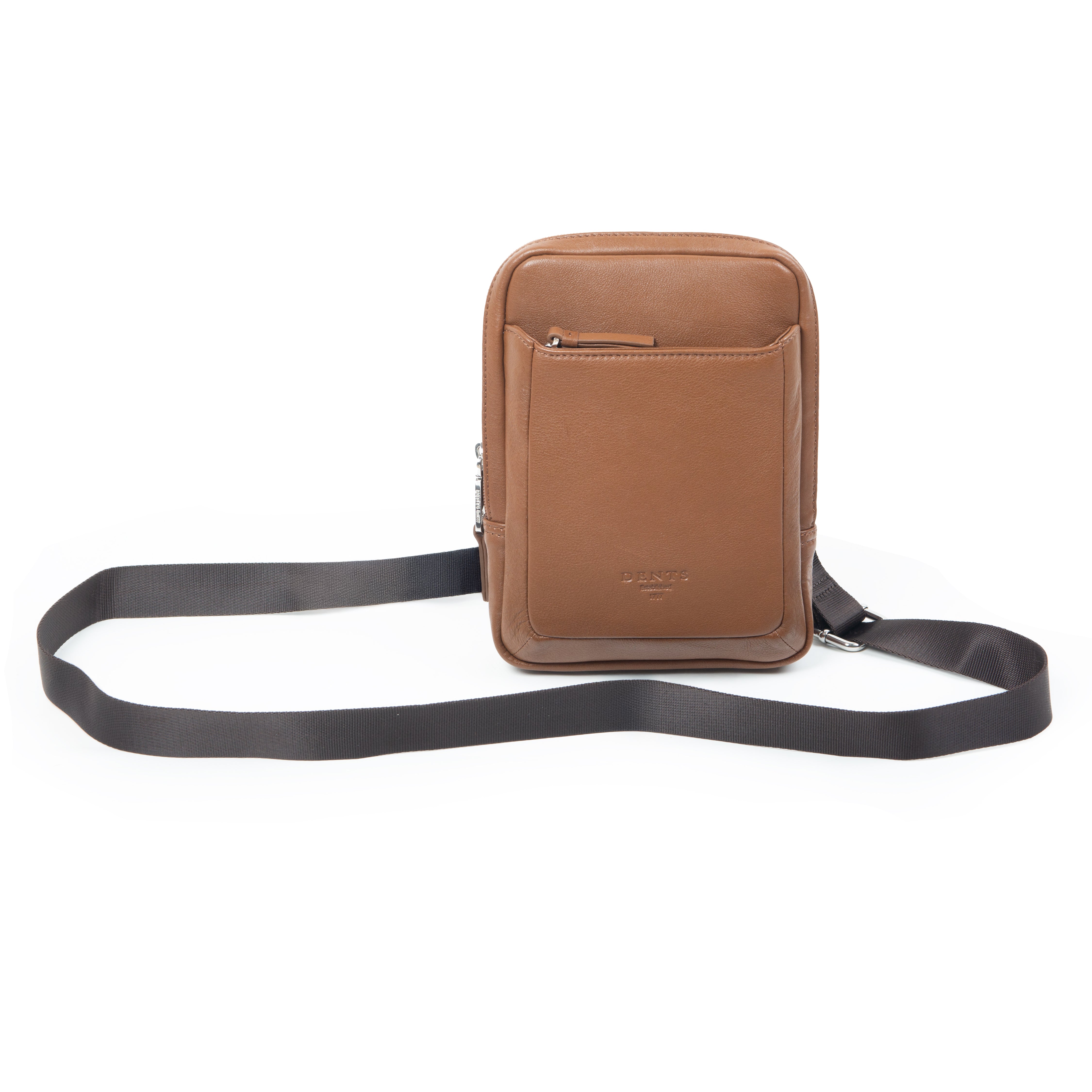 Men's Small Pebble Grain Leather Crossbody Bag Dents