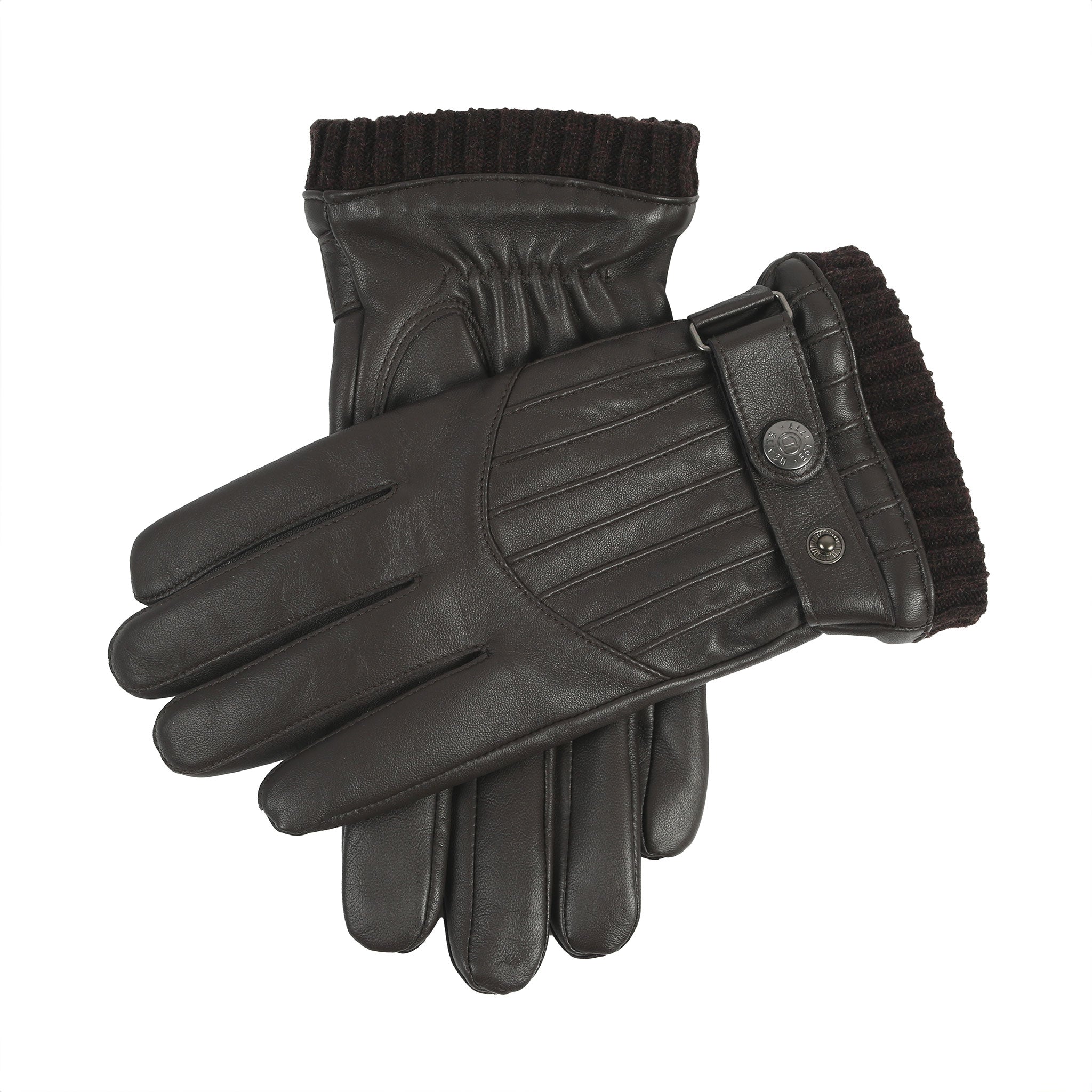 Men's Forever authentic 21 Herringbone Black Leather and Wool Blend Gloves S/M