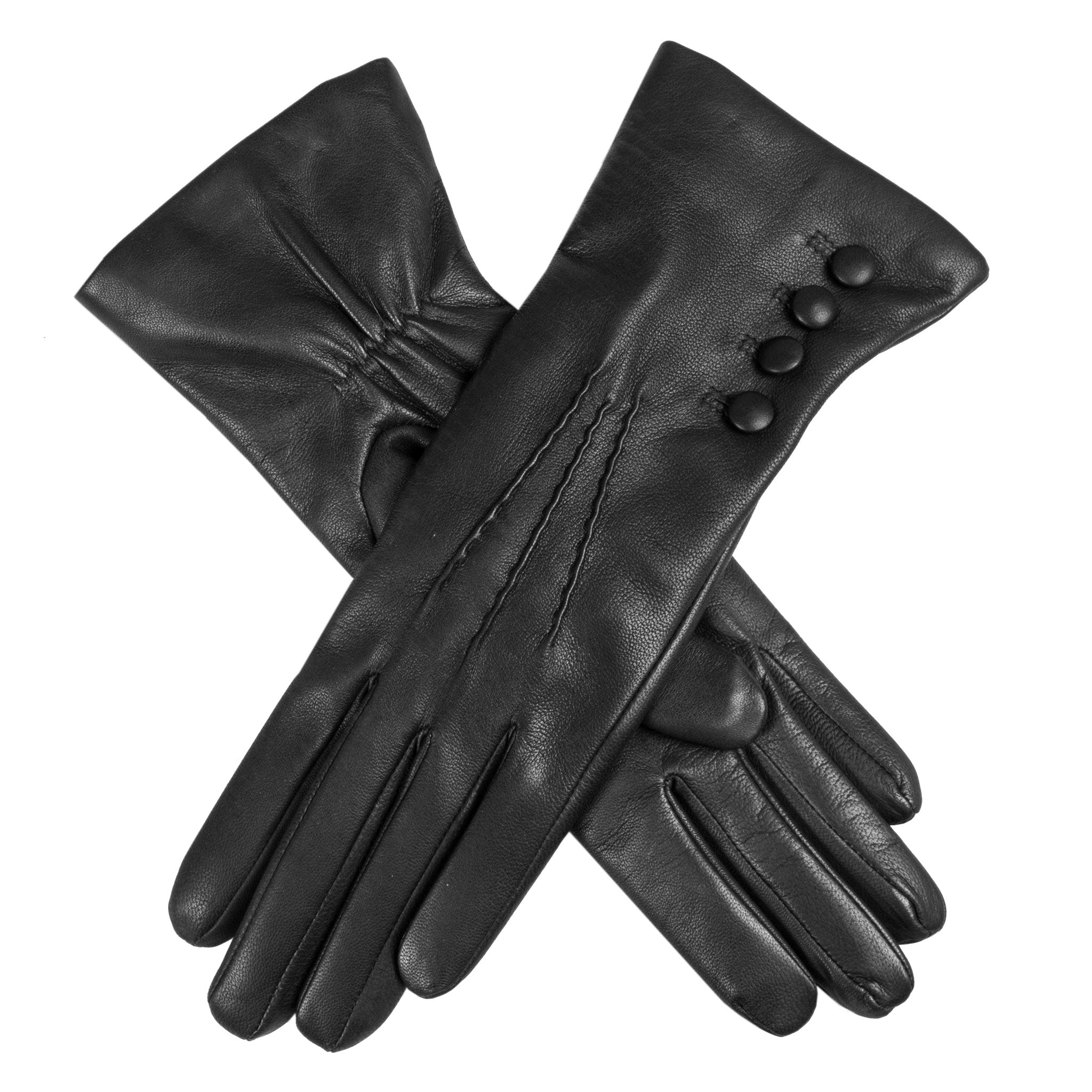 Dents Womens Touchscreen Three-Point Cashmere-Lined Leather Gloves with Buttons Dents Womens Touchscreen Three-Point Cashmere-Lined Leather Gloves with Buttons