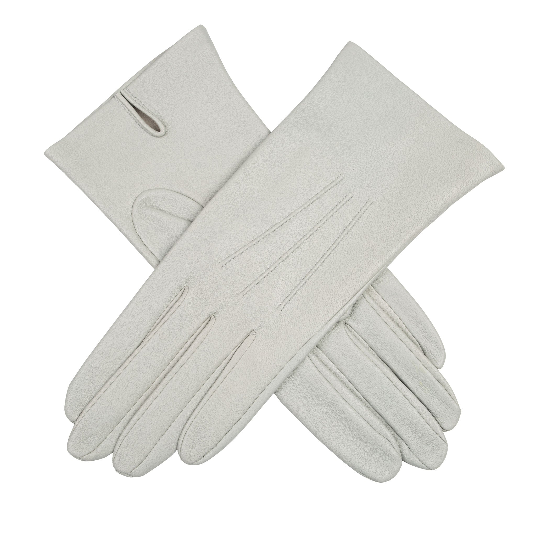 Women's Three-Point Leather Gloves, SILVER / 7.5 Women's Three-Point Leather Gloves, SILVER / 7.5