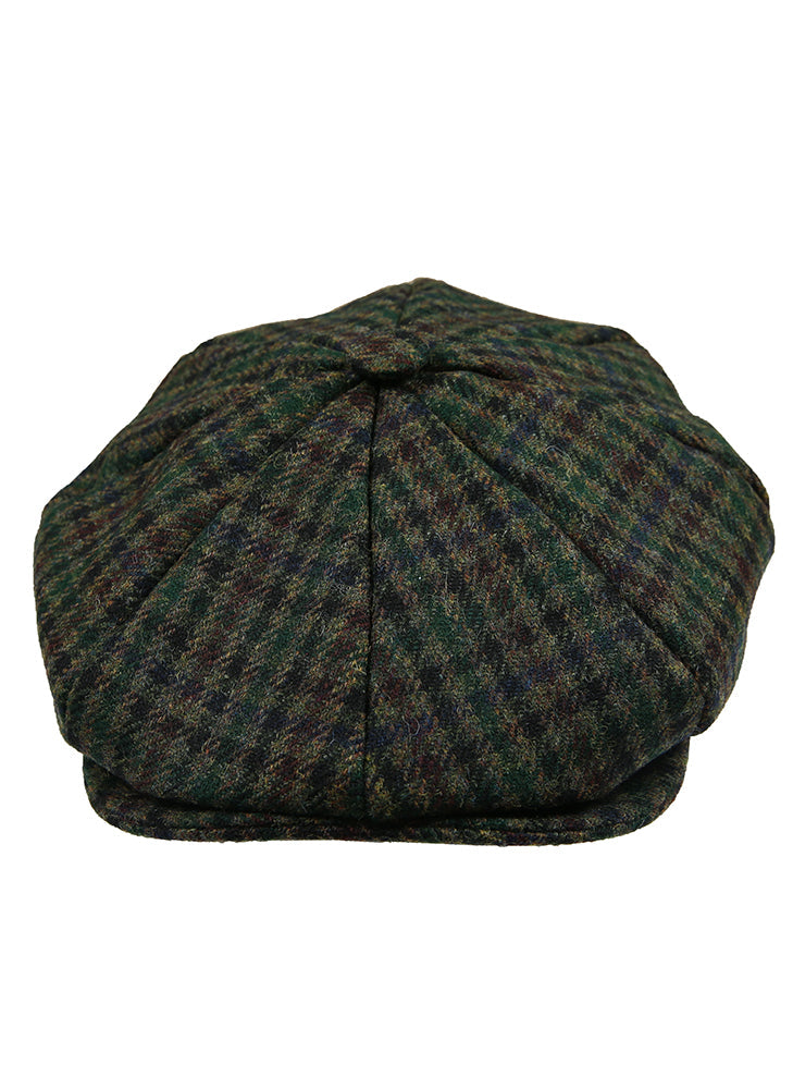Men's Abraham Moon Tweed Dogtooth Check Newsboy Cap, Forest / M