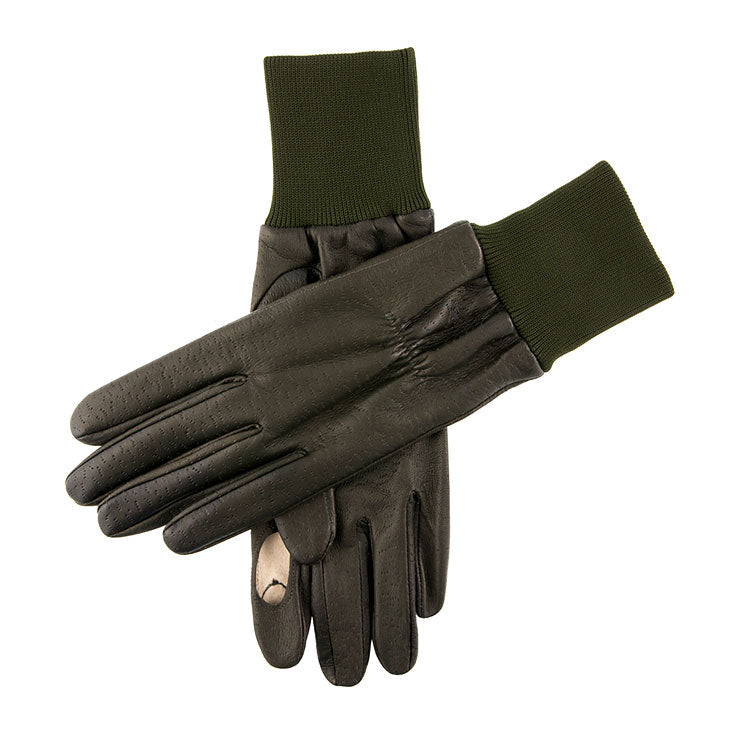 Men's Heritage Water-Resistant Half Fleece-Lined Right Hand Leather Shooting Gloves, OLIVE / 8.5