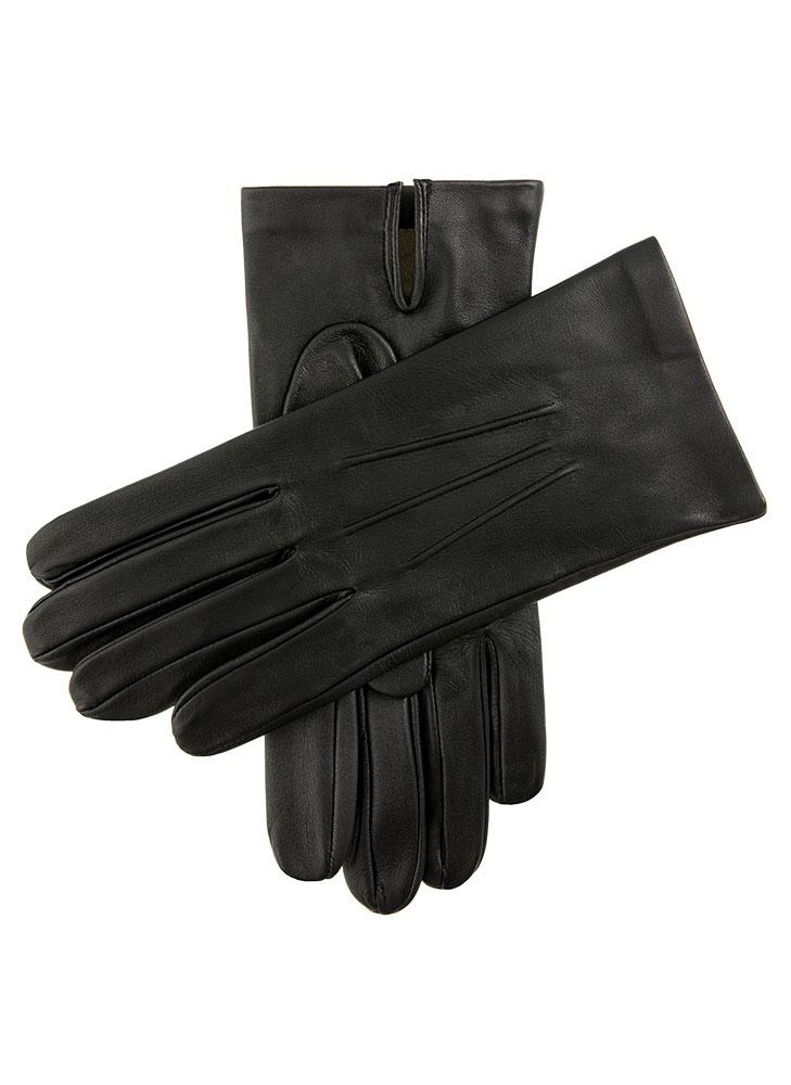 Long Black Leather Gloves - Silk Lined X-Large (8.5)