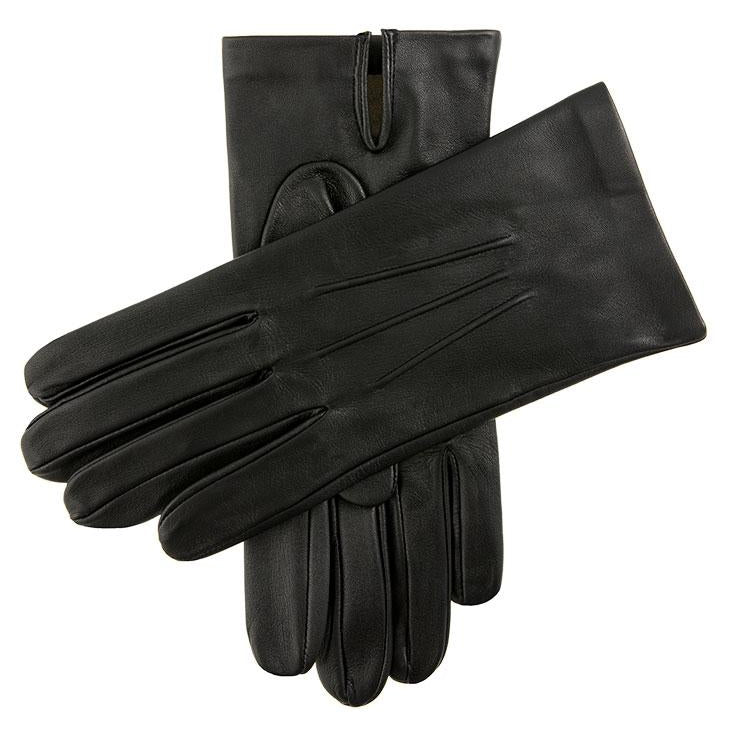 silk handschuhe Dents Mens Black Hand-stitched Silk-lined Leather Gloves 10.5