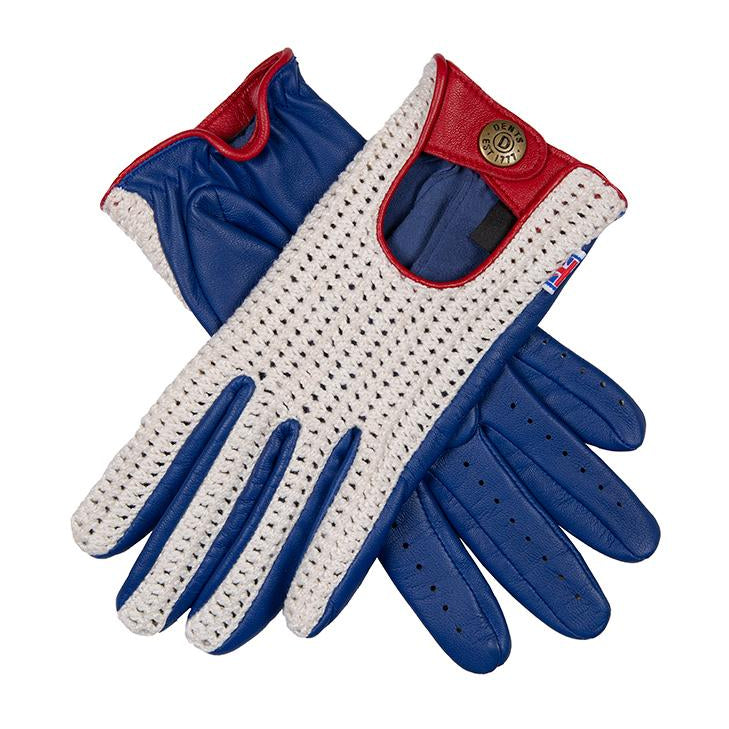 crochet bicycle gloves Women's Heritage Union Jack Crochet-Back Leather Driving Gloves, Union Jack / XL