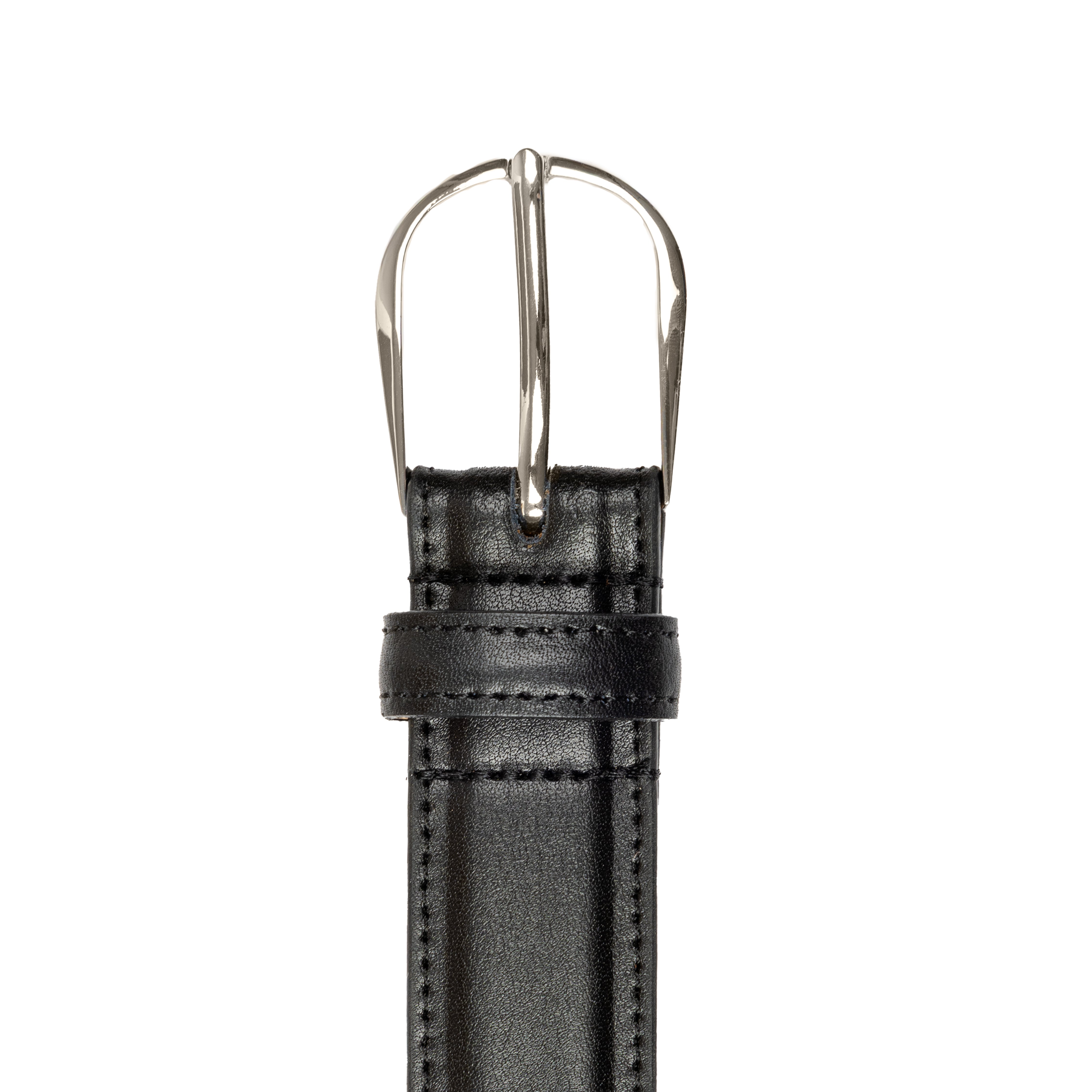 Men's Heritage Lined Leather Belt with Shiny Silver Buckle and