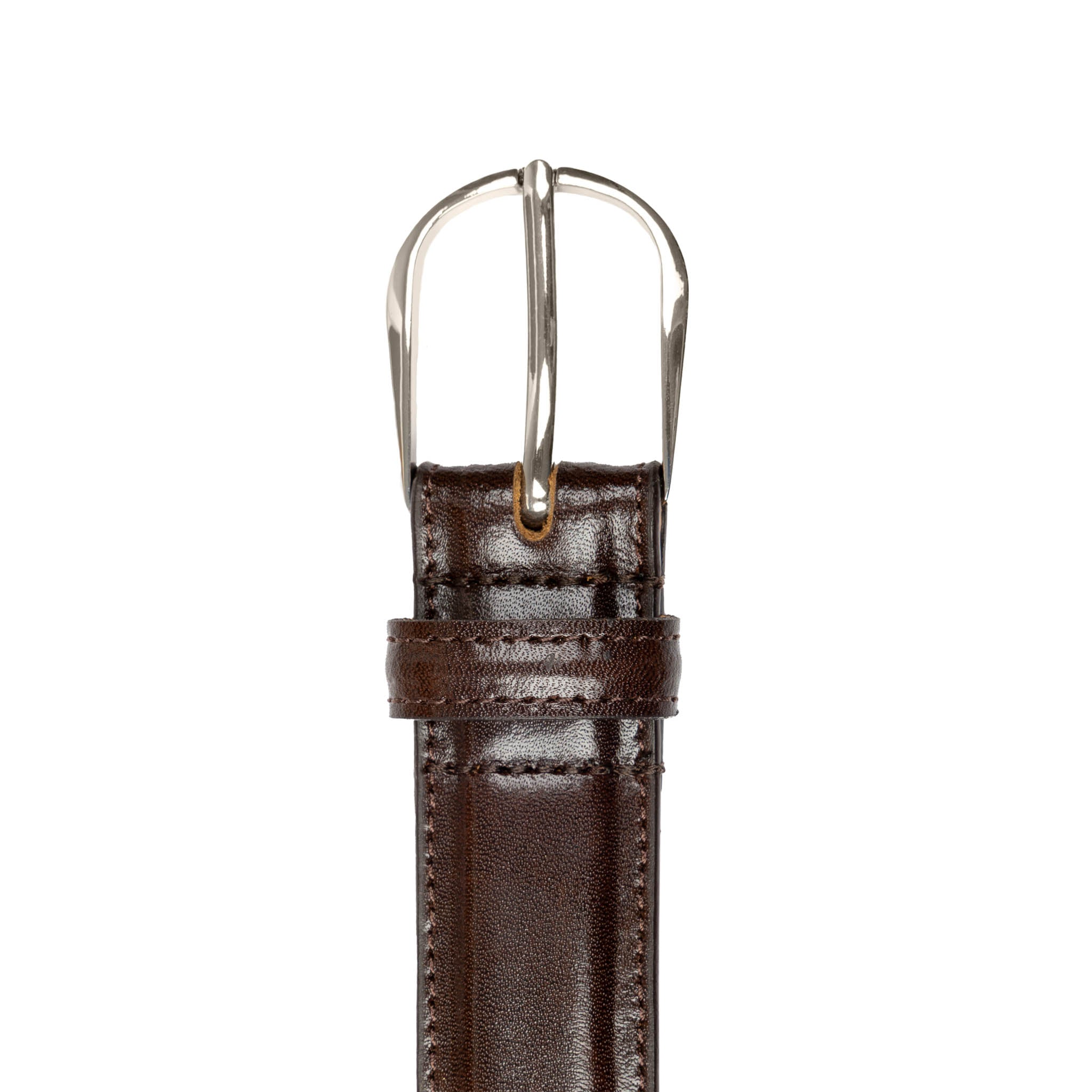 Men's Heritage Lined Leather Belt with Shiny Silver Buckle and