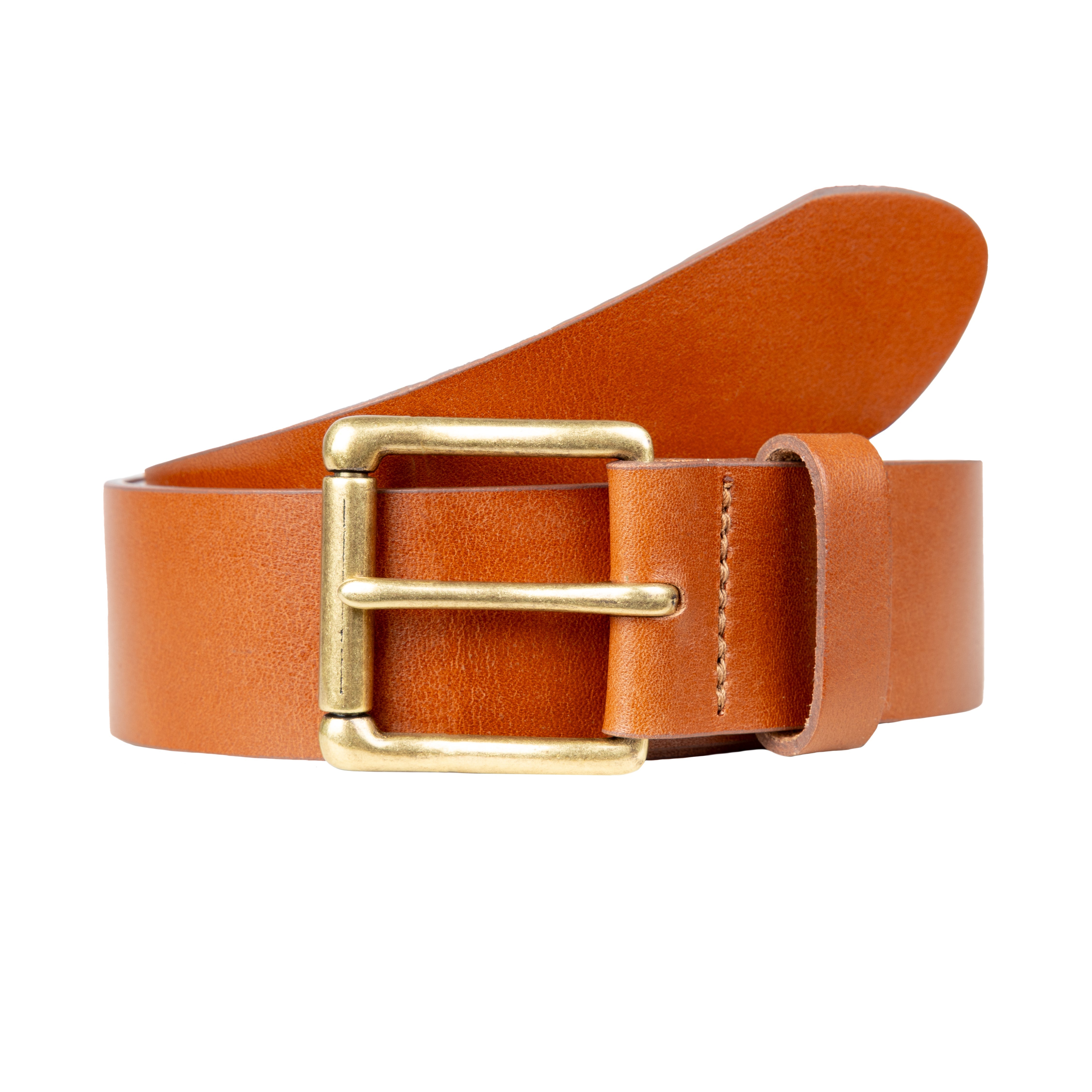Men's Heritage Lined Full-Grain Leather Belt with Antique Brass
