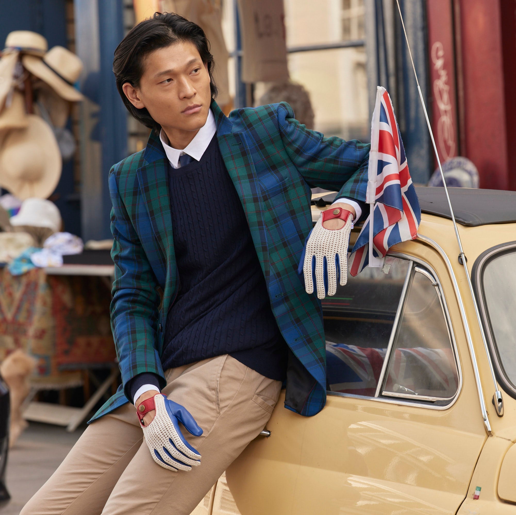 London | Men's Leather Union Jack Gloves | Dents
