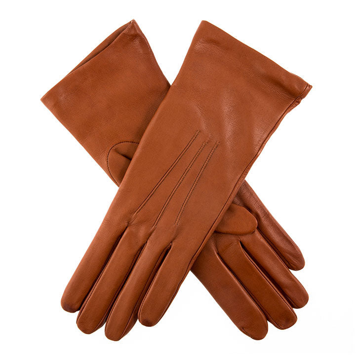 Women's Three-Point Silk-Lined Leather Gloves with Buttons | Dents