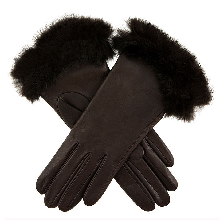 Glamis | Women's Silk Lined Leather Gloves with Fur Cuffs | Dents