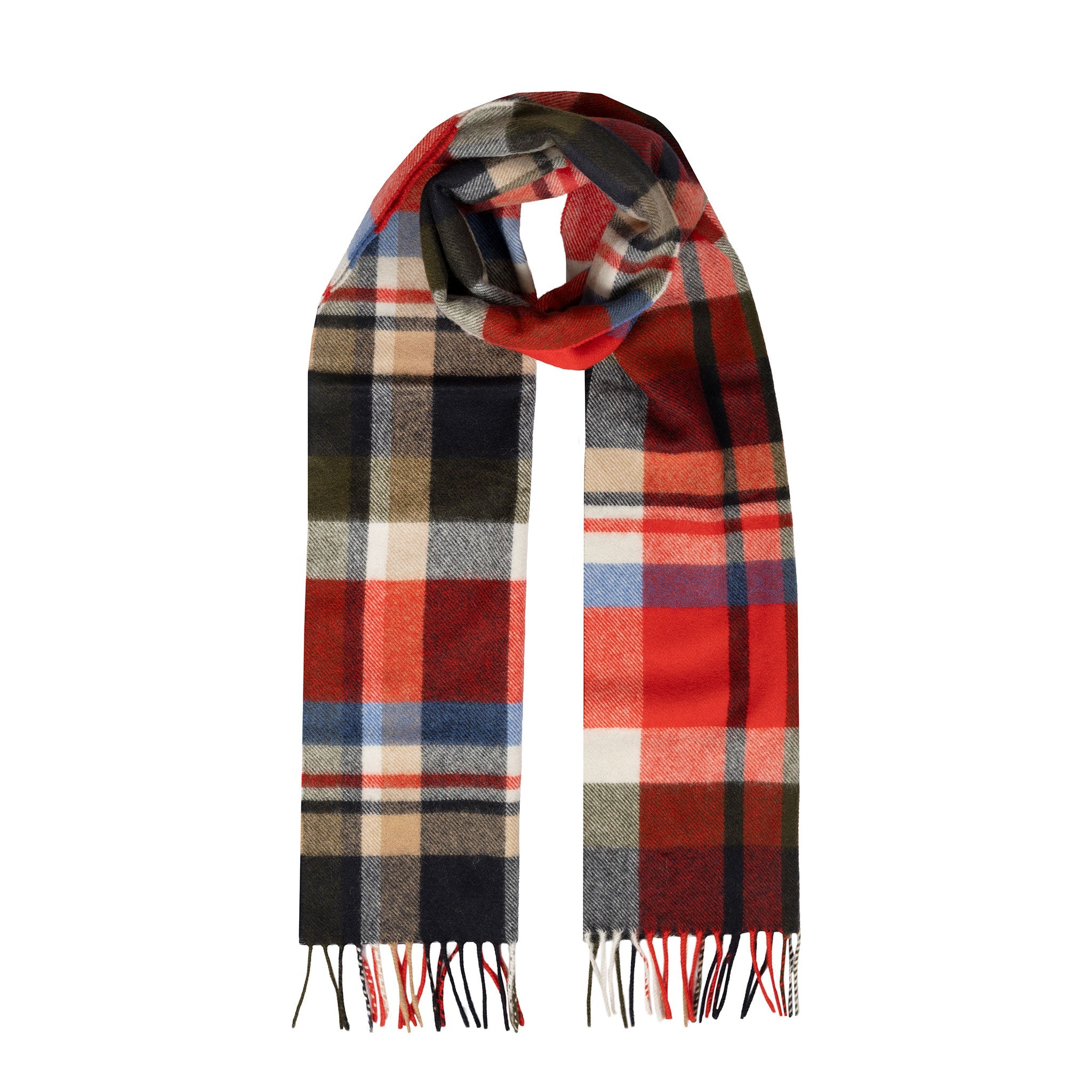 Heritage Large Check Cashmere Scarf with Tassels and Gift Box | Dents