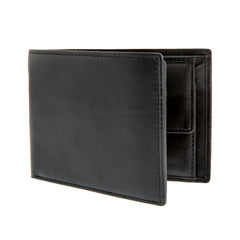 Men's RFID Blocking Leather Trifold Wallet With Coin Pocket - Black, Handmade In India
