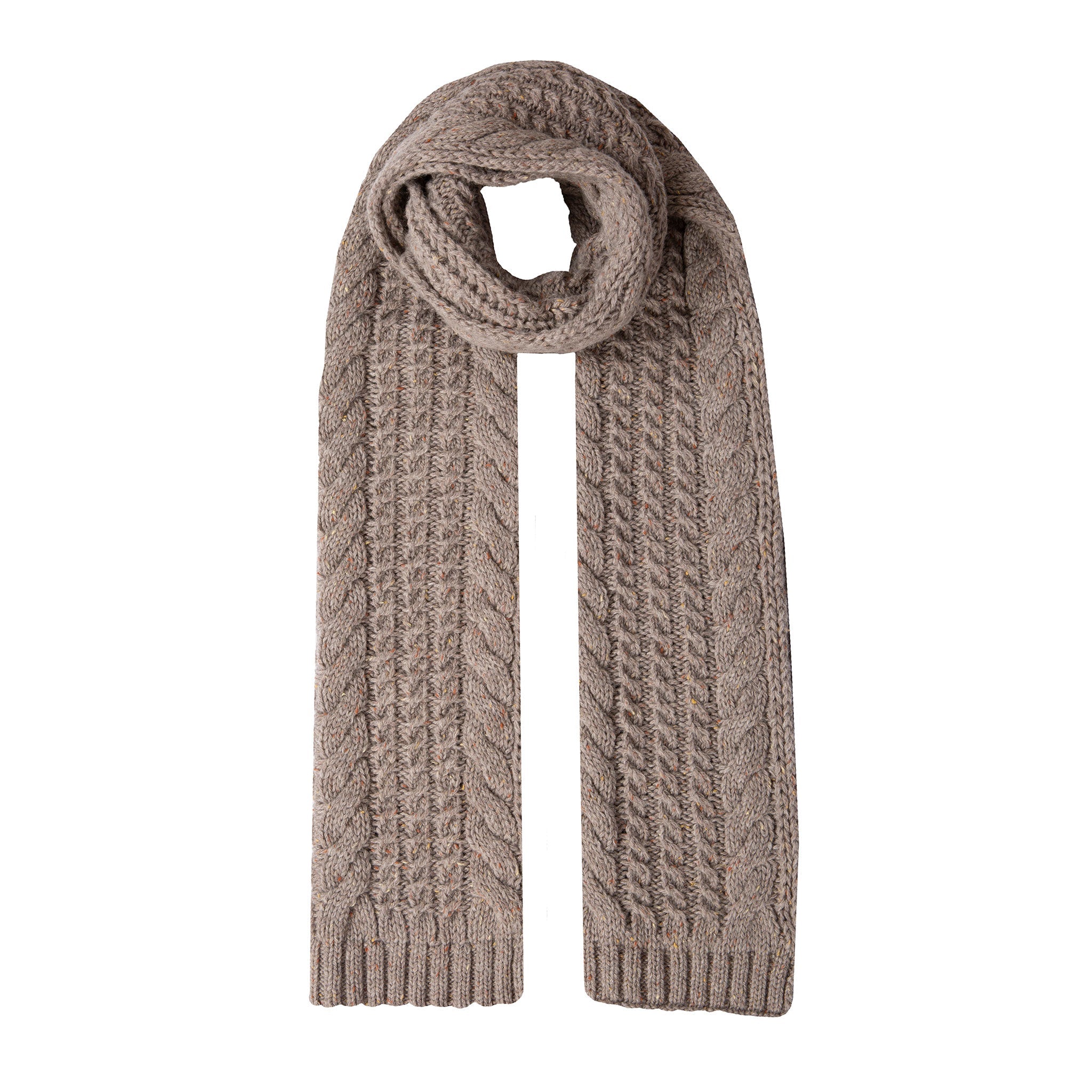 Women’s Cable Knit Scarf with Marl YarnOatmeal / ONE