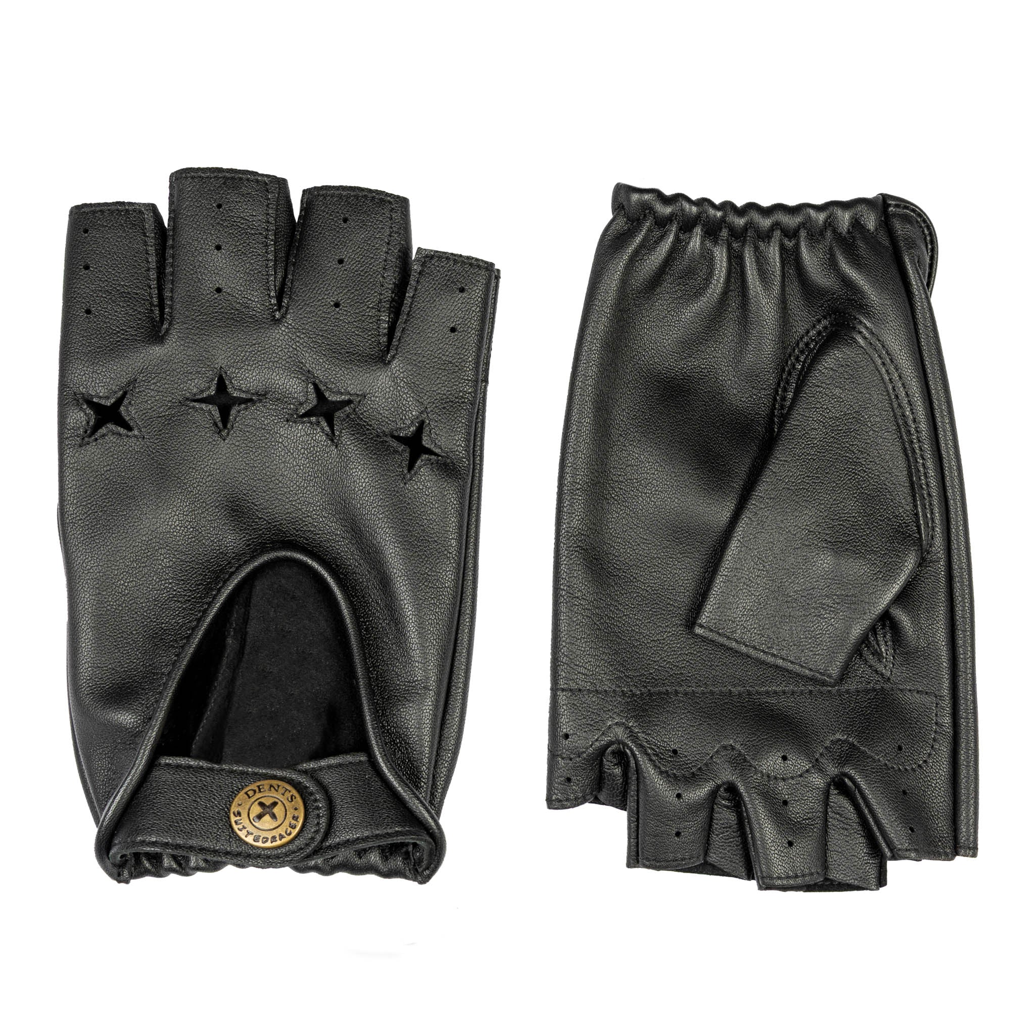 DENTS デンツ ドライビンググローブ SUITED RACER Black Men's The Suited Racer Fingerless Water-Resistant Leather Driving