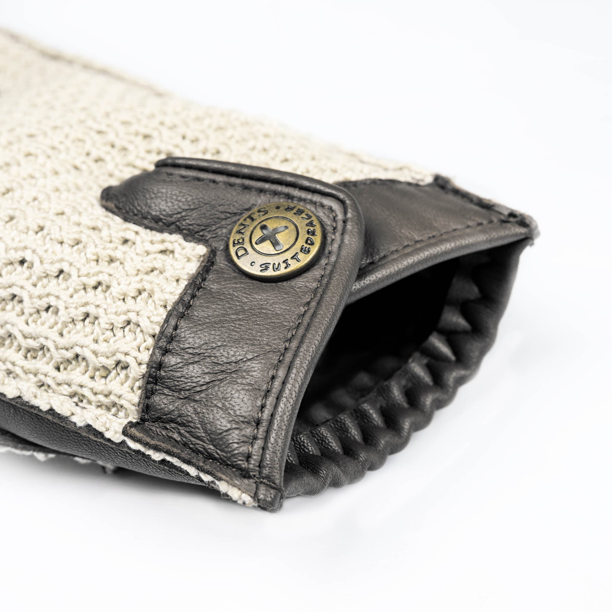 Men's The Suited Racer Touchscreen Crochet-Back Leather Driving