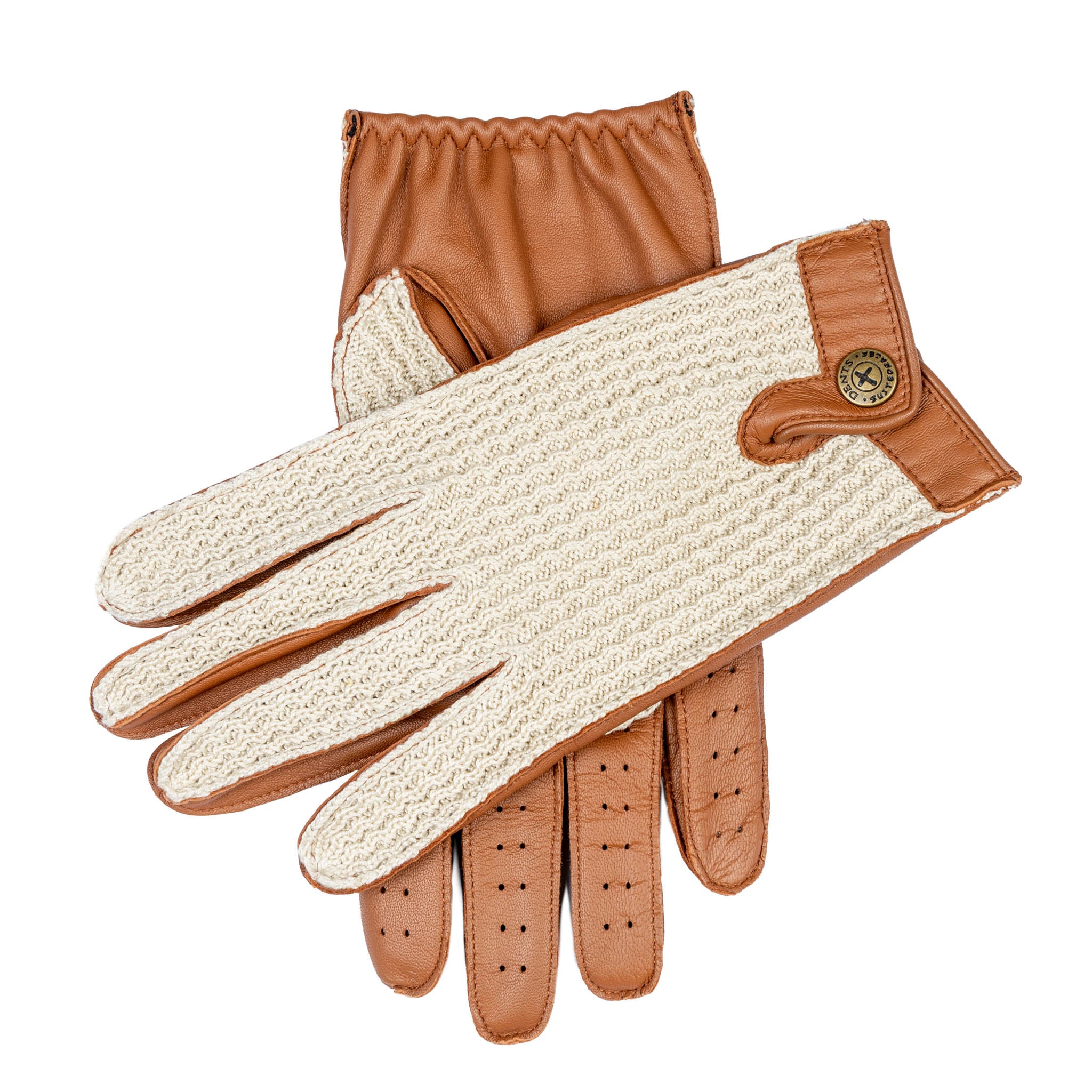 Men's The Suited Racer Touchscreen Crochet-Back Leather Driving