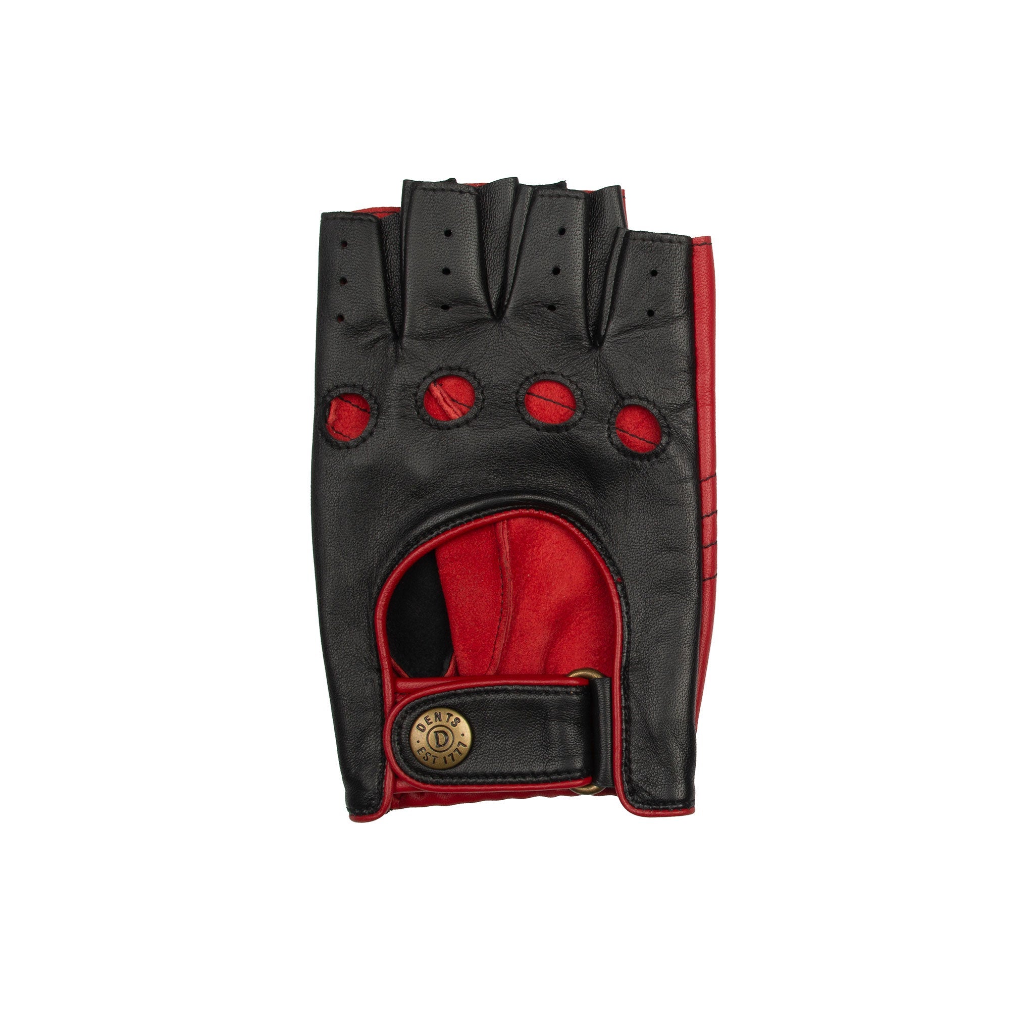 Men's Fingerless Water-Resistant Two-Colour Leather Driving Gloves