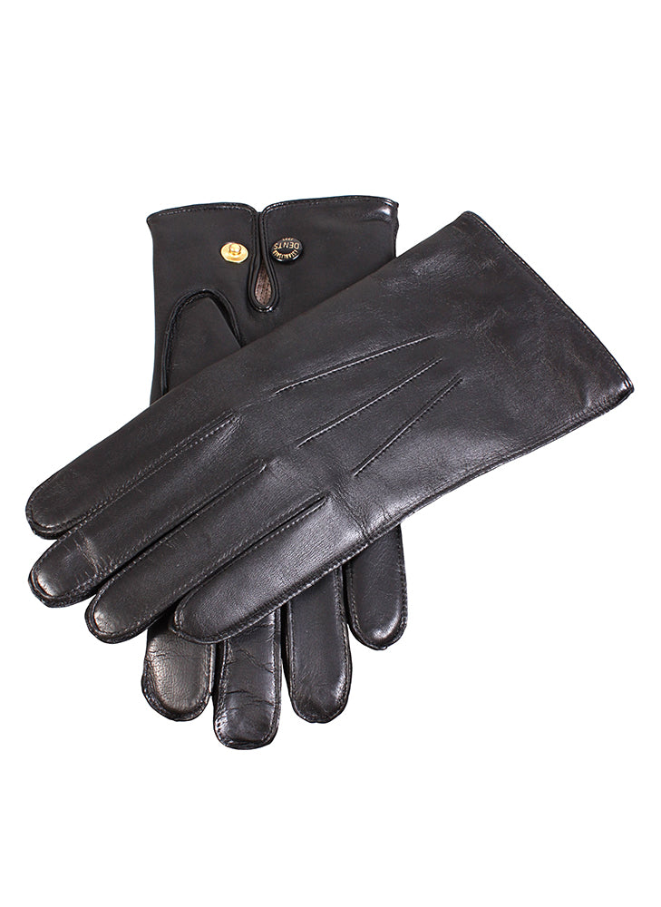 Dents Men's Wool Lined Leather Officers Gloves Black 9.5
