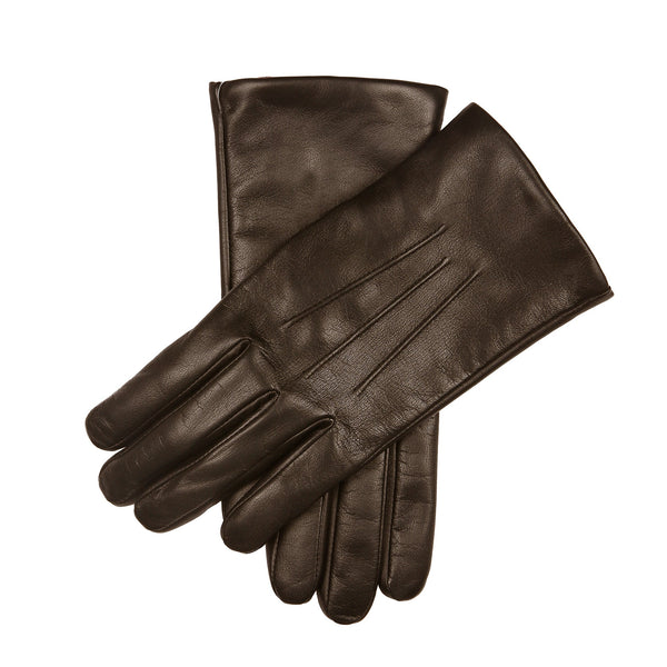 Men’s Touchscreen Three-Point Cashmere-Lined Leather Gloves