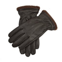 Men's Touchscreen Water-Resistant Three-Point Fleece-Lined Imitation Deerskin Leather Gloves