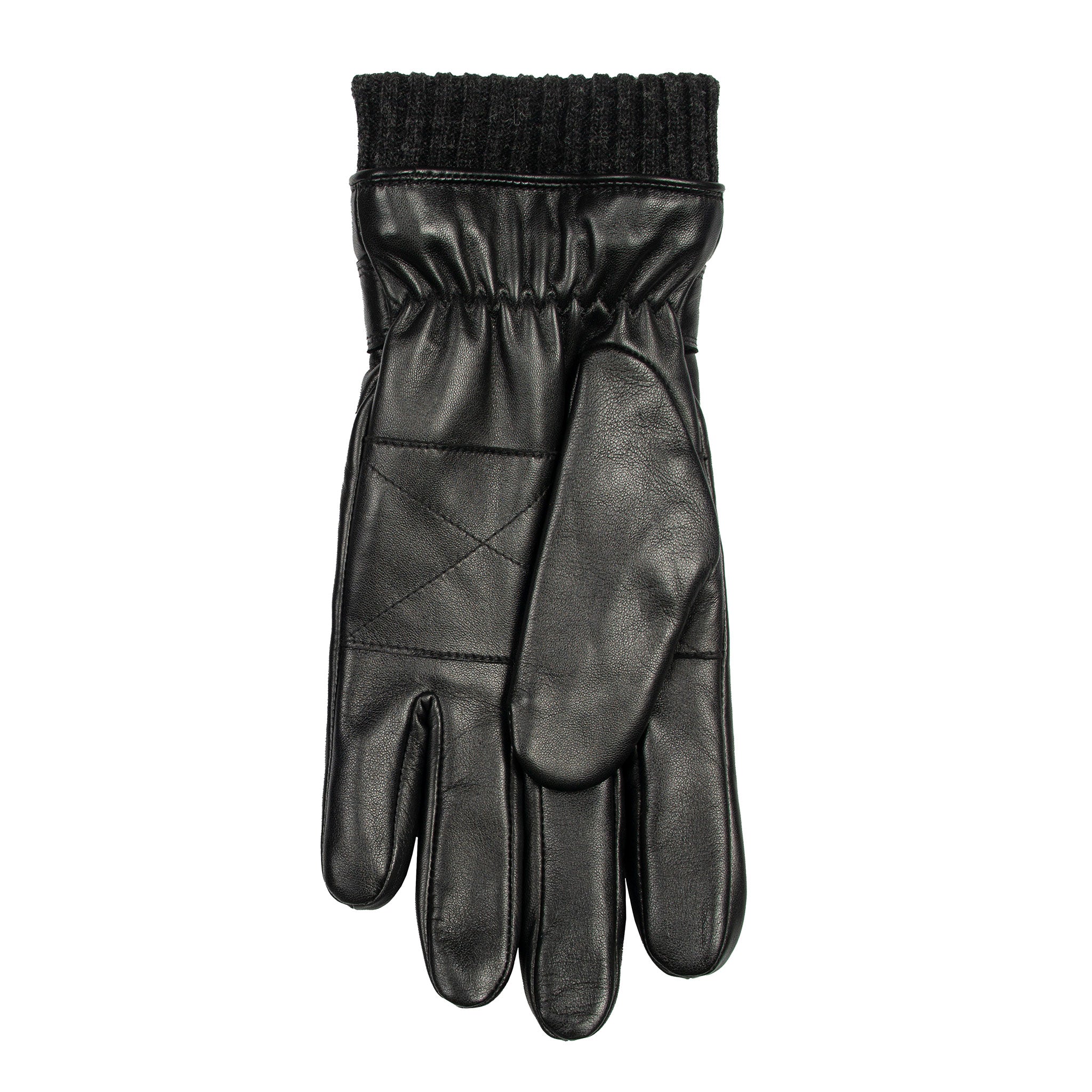 Men's Water-Resistant Faux Fur-Lined Leather Gloves with Stitch
