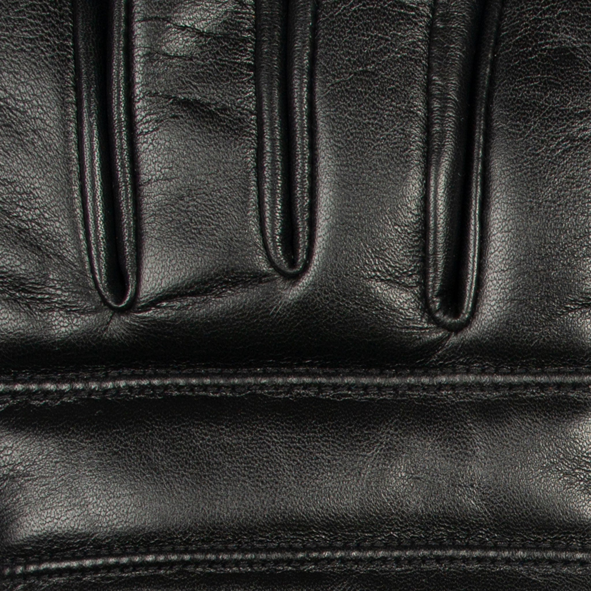 Men's Water-Resistant Faux Fur-Lined Leather Gloves with Stitch