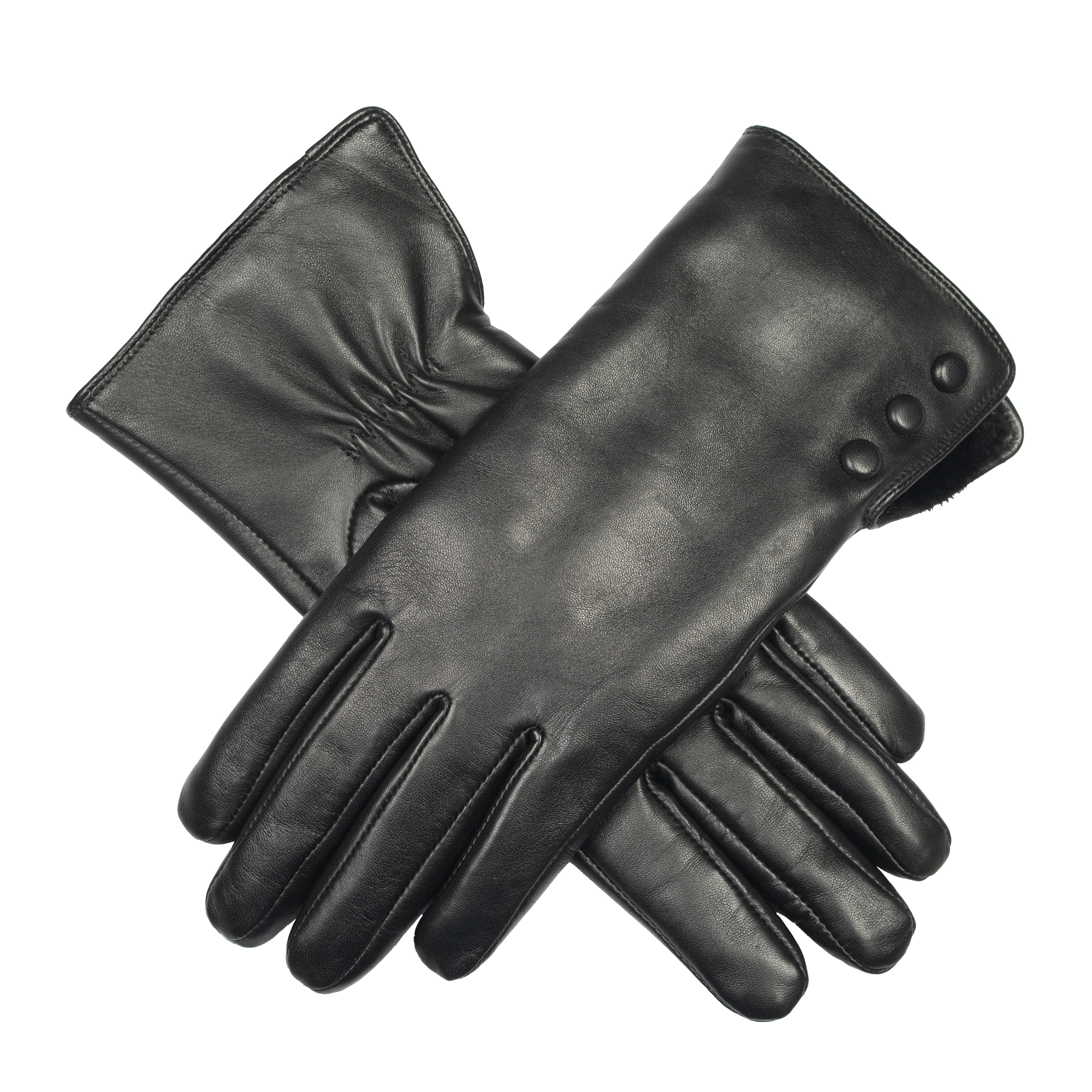 Women's Touchscreen Water-Resistant Faux Fur-Lined Leather Gloves