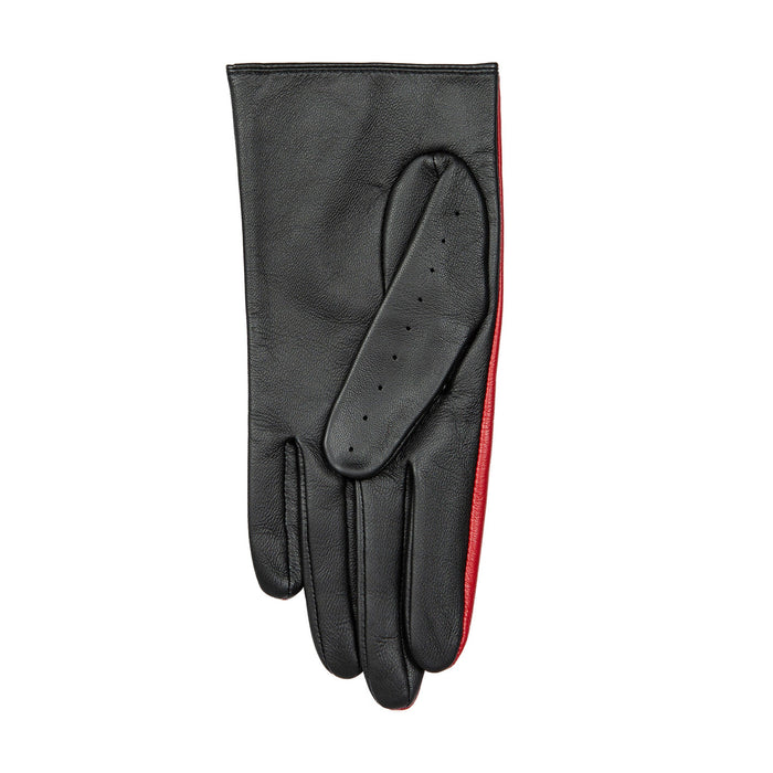 Women's Berry Black leather touchscreen driving gloves left