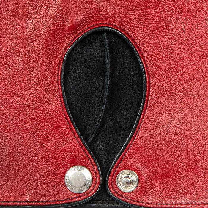 Women's Berry Black leather touchscreen driving gloves buttons