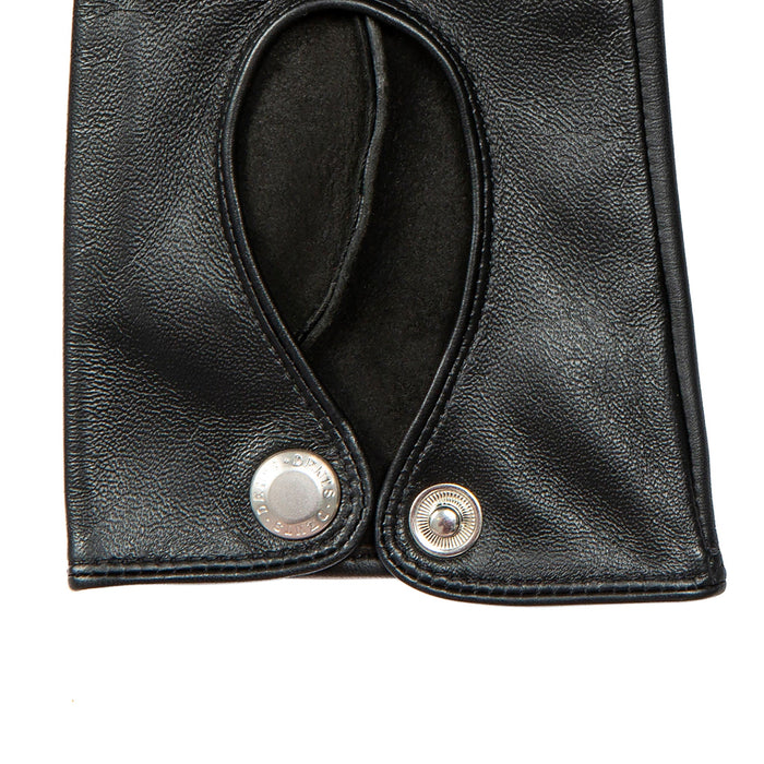 Women's Black leather touchscreen driving gloves right cuff