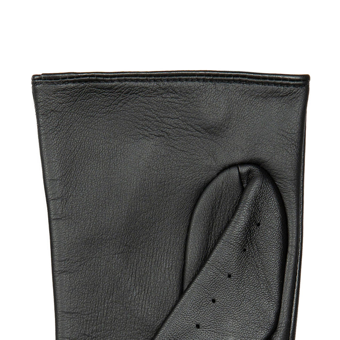 Women's Black leather touchscreen driving gloves left cuff
