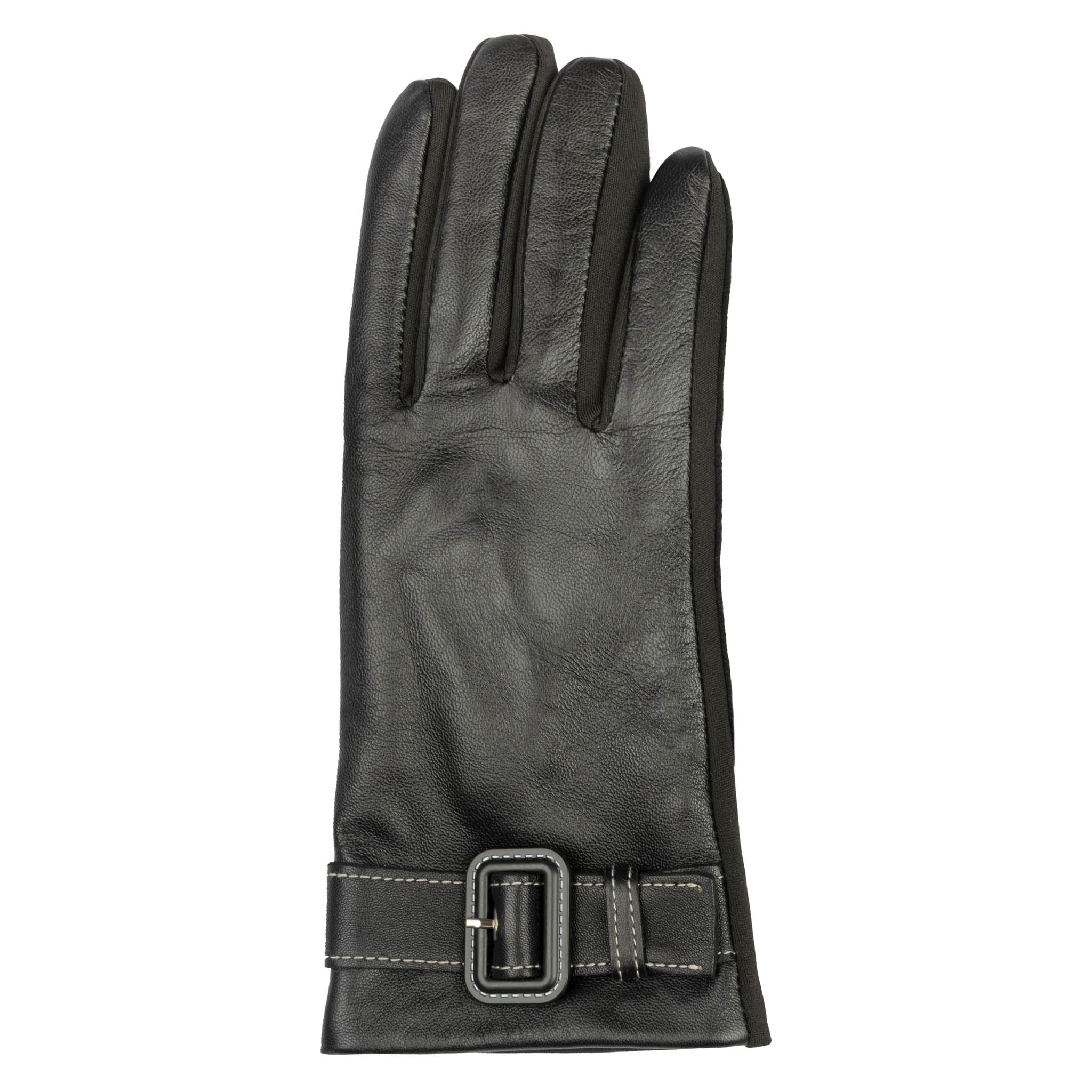 Women's Water-Resistant Faux Silk-Lined Leather and Fabric Gloves