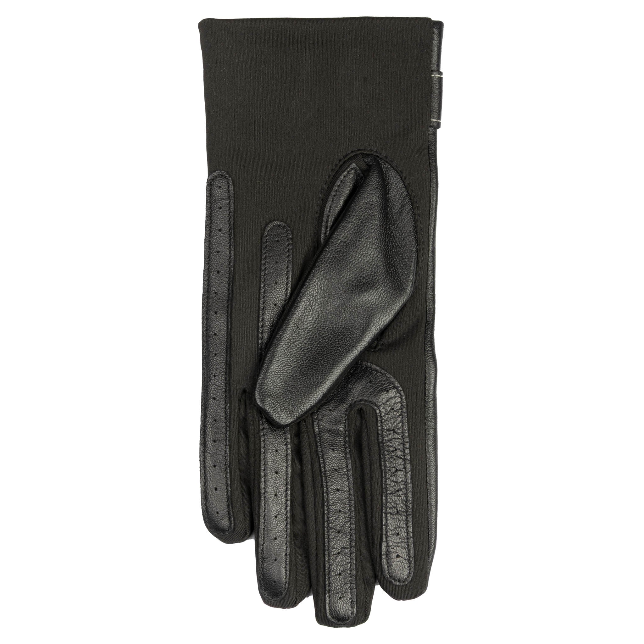Women's Water-Resistant Faux Silk-Lined Leather and Fabric Gloves