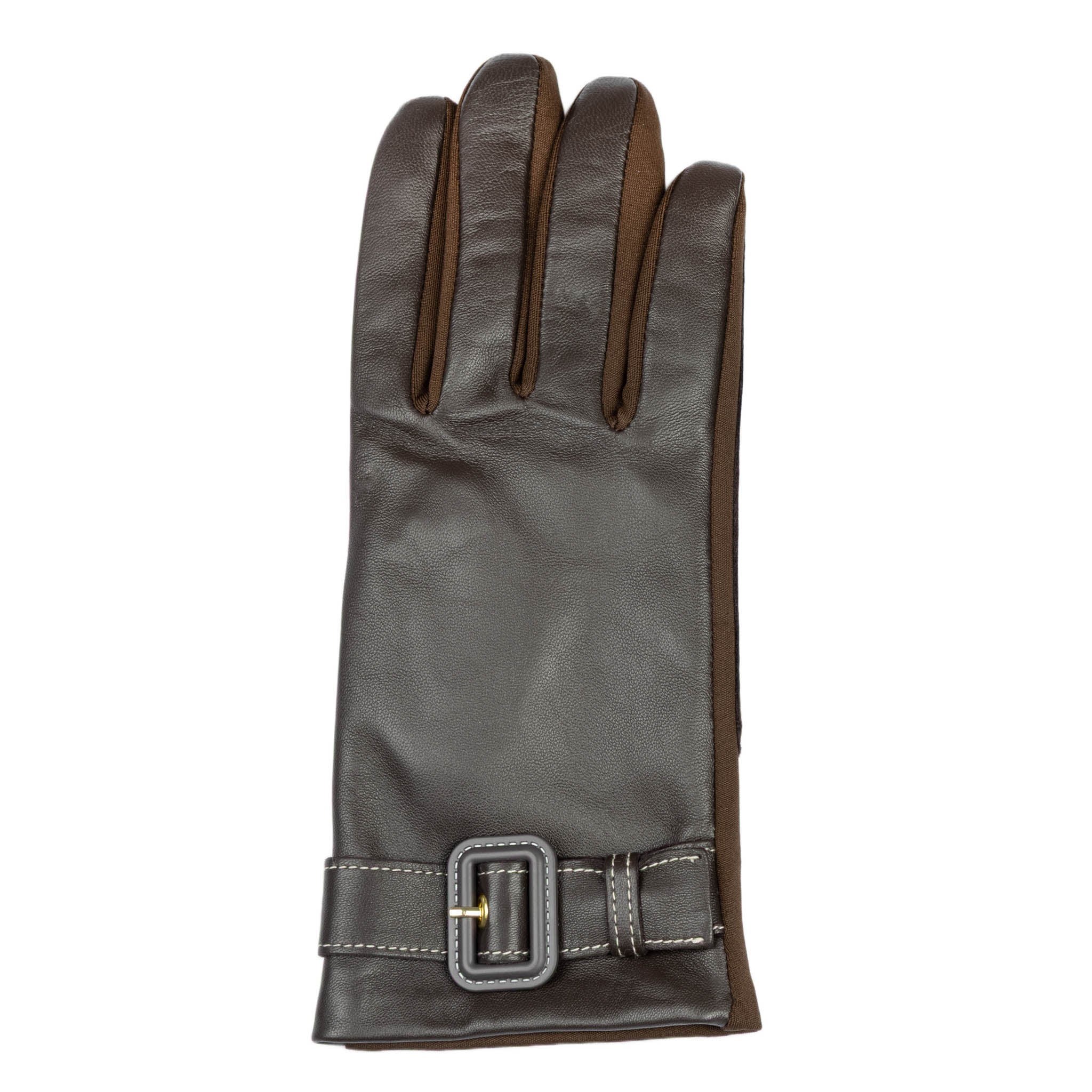 Women's Water-Resistant Faux Silk-Lined Leather and Fabric Gloves
