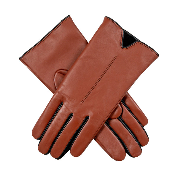 Women’s Single-Point Leather Gloves with Colour Contrast Details