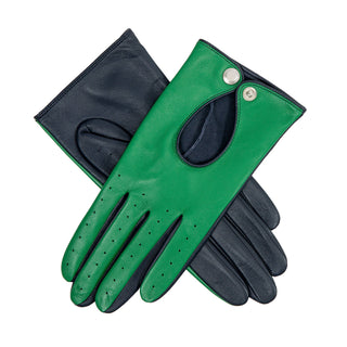 Women's Emerald Navy leather touchscreen driving gloves 