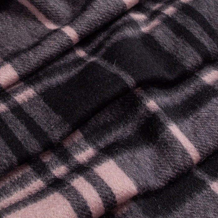Heritage Plaid Check Cashmere Scarf with Tassels in Blush closeup