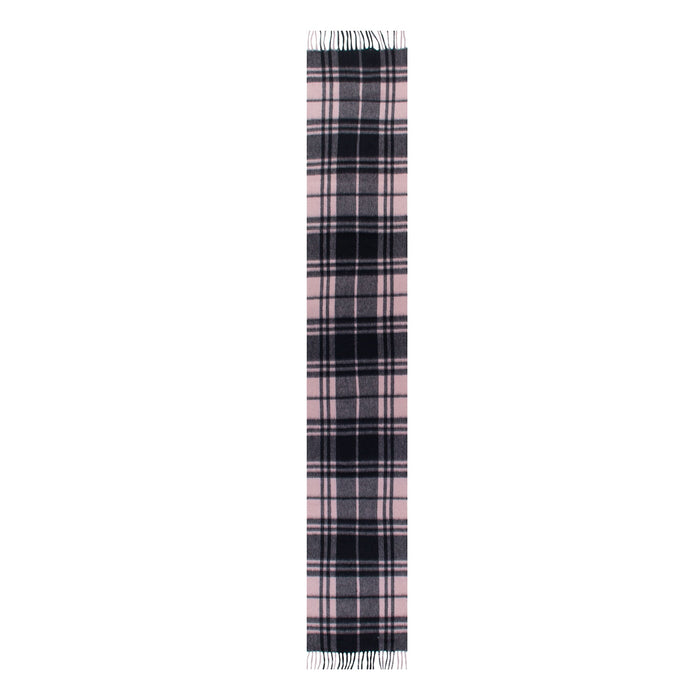 Heritage Plaid Check Cashmere Scarf with Tassels in Blush length