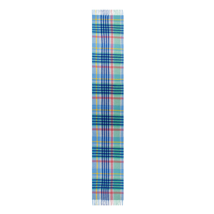 Heritage Plaid Check Cashmere Scarf with Tassels in Coast length