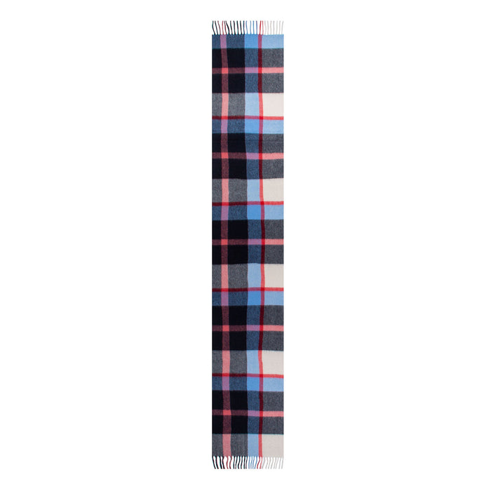 Heritage Plaid Check Cashmere Scarf with Tassels in Frost length