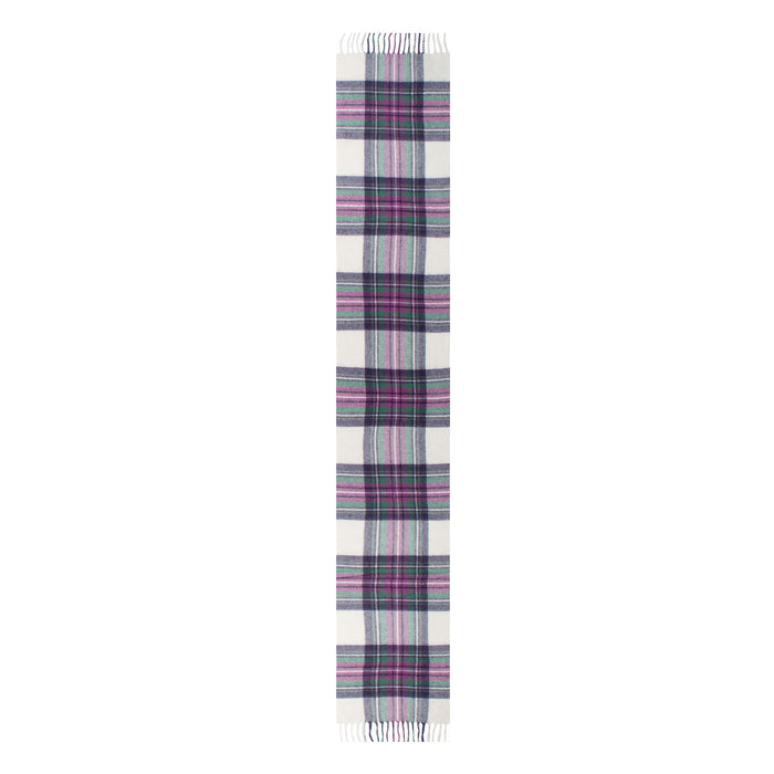 Heritage Plaid Check Cashmere Scarf with Tassels in Ivory length