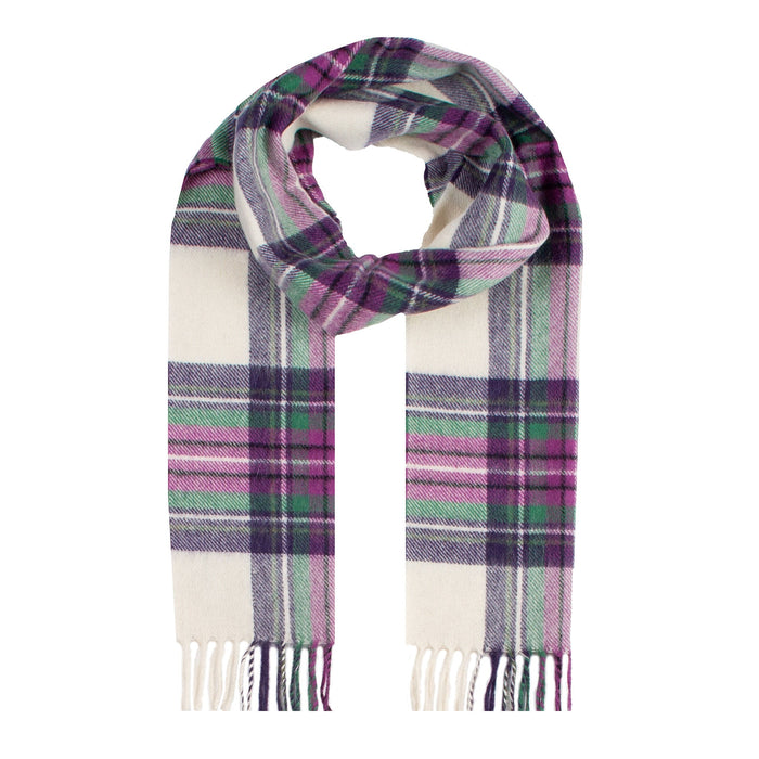 Heritage Plaid Check Cashmere Scarf with Tassels in Ivory loop