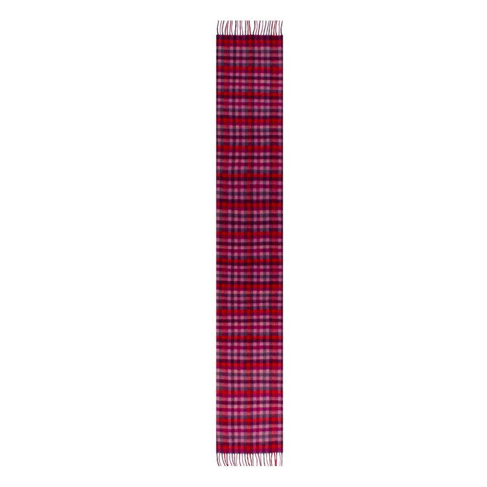 Heritage Plaid Check Cashmere Scarf with Tassels in Scarlet length